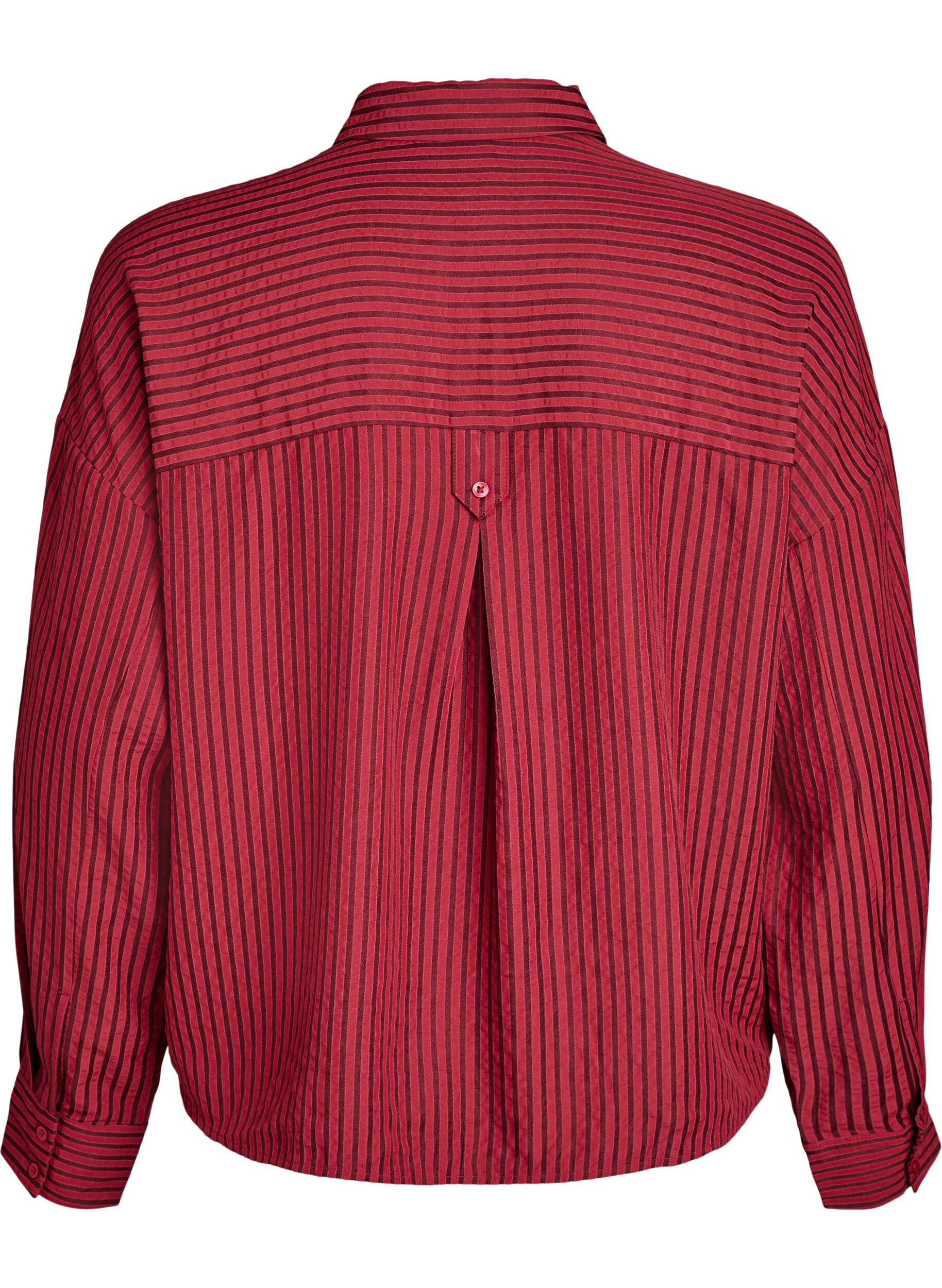 Zizzifashion Striped shirt with button detail on the back, Red, Packshot image number 1