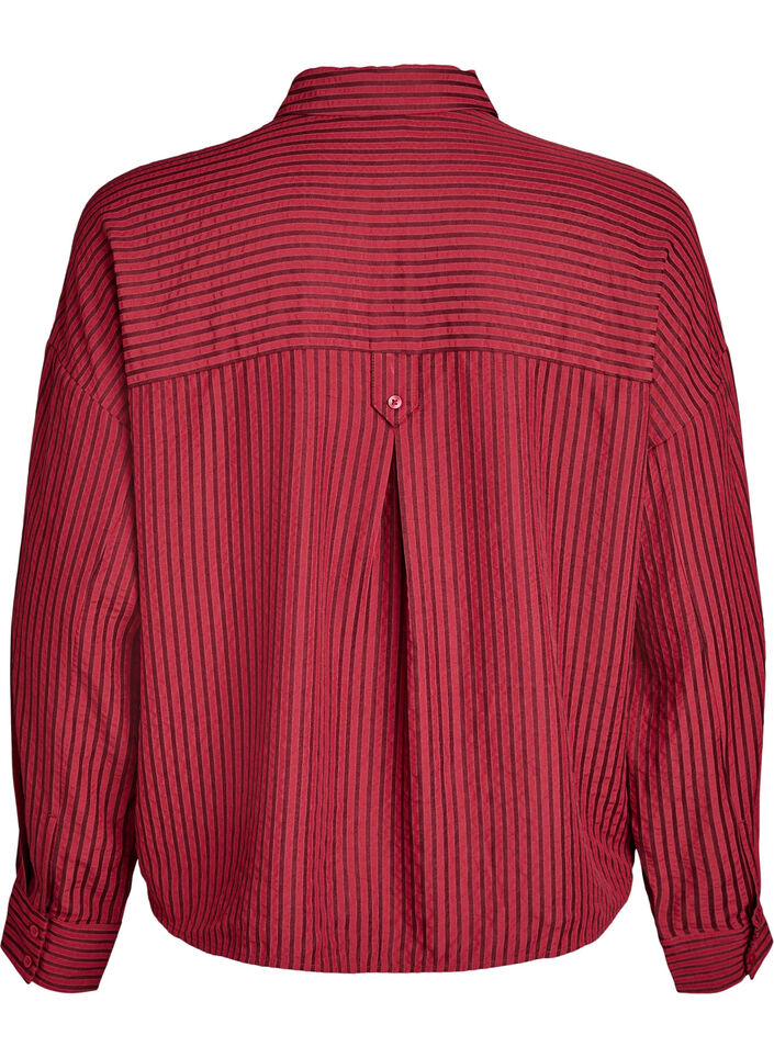 Striped shirt with button detail on the back, Red, Packshot image number 1