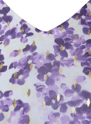 Floral blouse with long sleeves and v neck, Beige/Purple Flower, Packshot image number 2