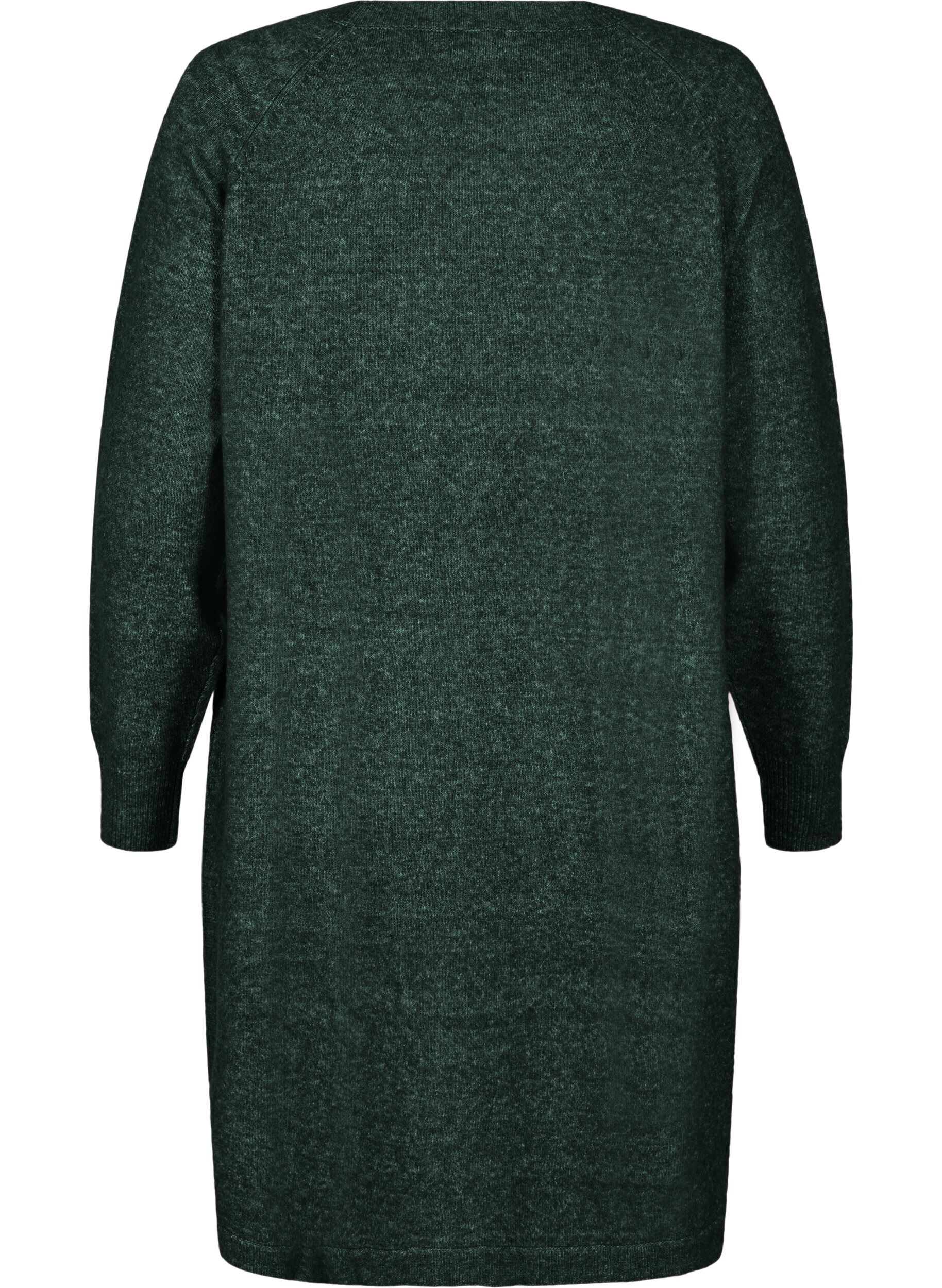 Zizzifashion Short knitted dress with a round neck, Green, Packshot image number 1
