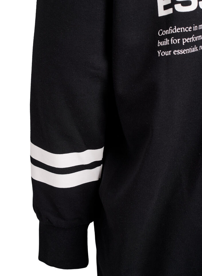 Long sweat cardigan with printed details, Black, Packshot image number 4