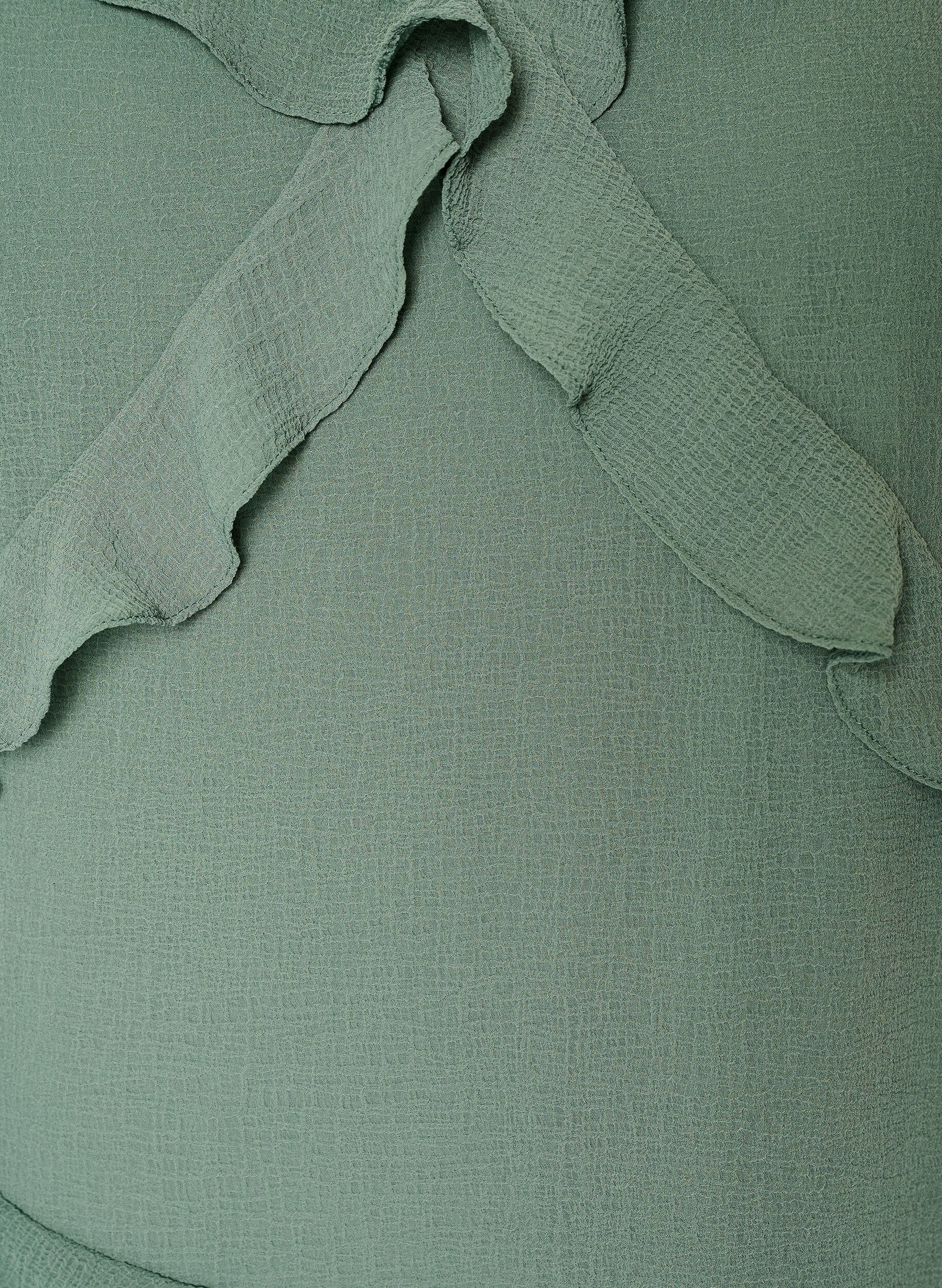 Zizzifashion Chiffon dress with asymmetrical ruffles, Green, Packshot image number 2