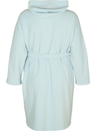 Bathrobe with zipper and hood, Cashmere Blue, Packshot image number 1