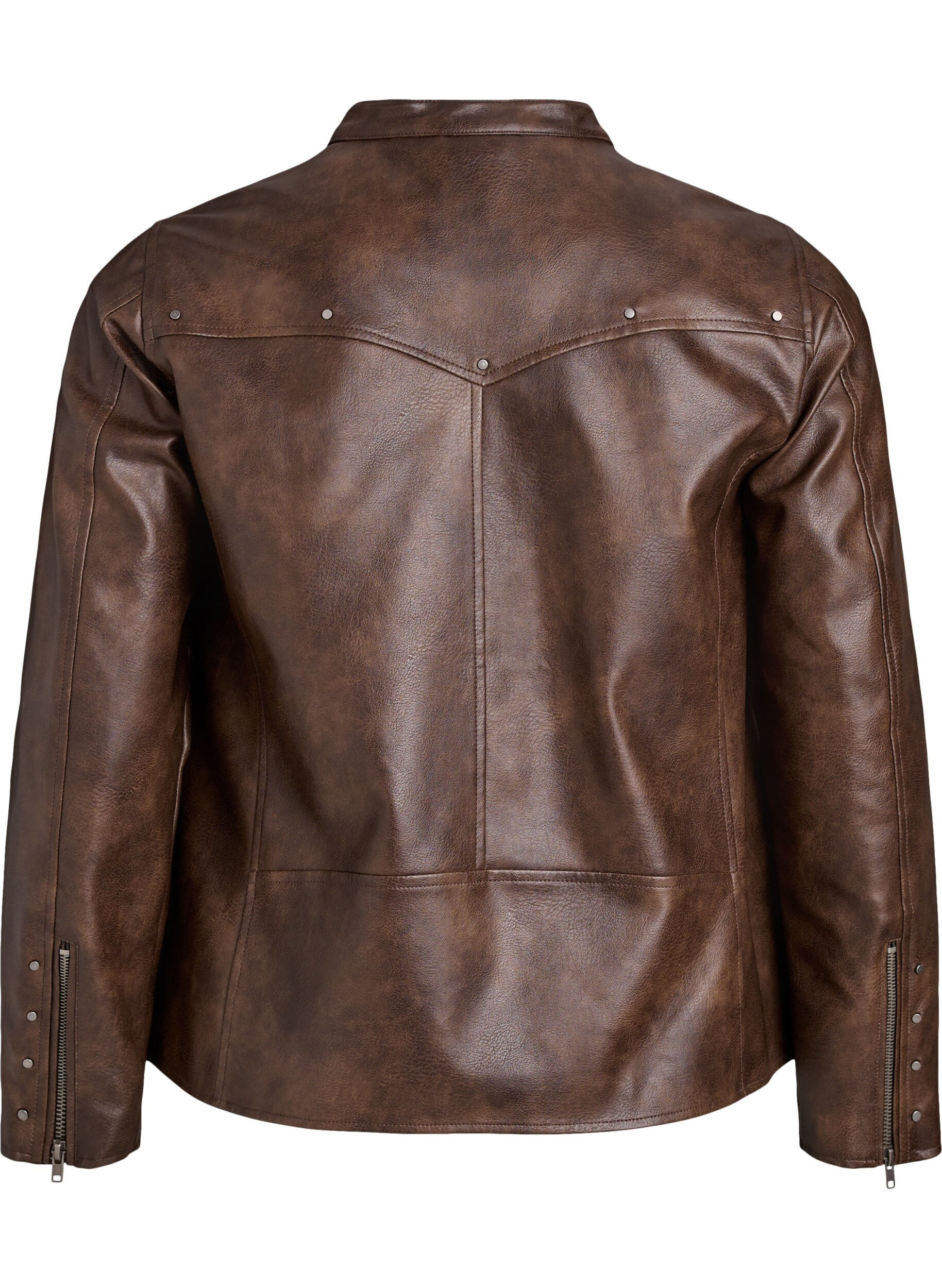 Zizzifashion Faux leather jacket with studs and pockets, Brown, Packshot image number 1