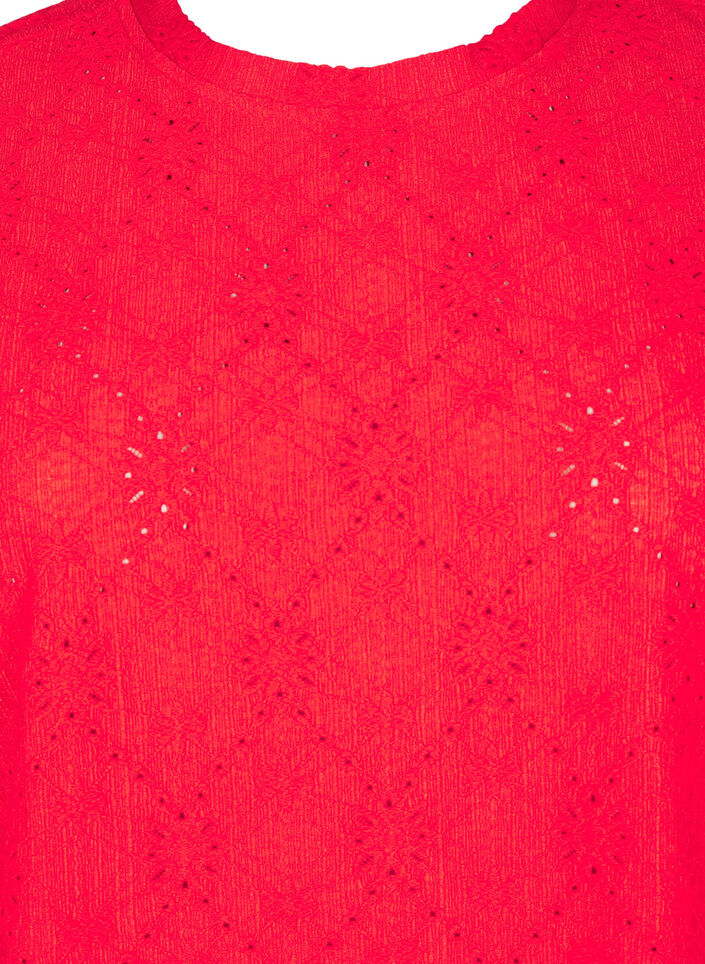 Blouse with short sleeves and floral embroidery, Flame Scarlet, Packshot image number 2