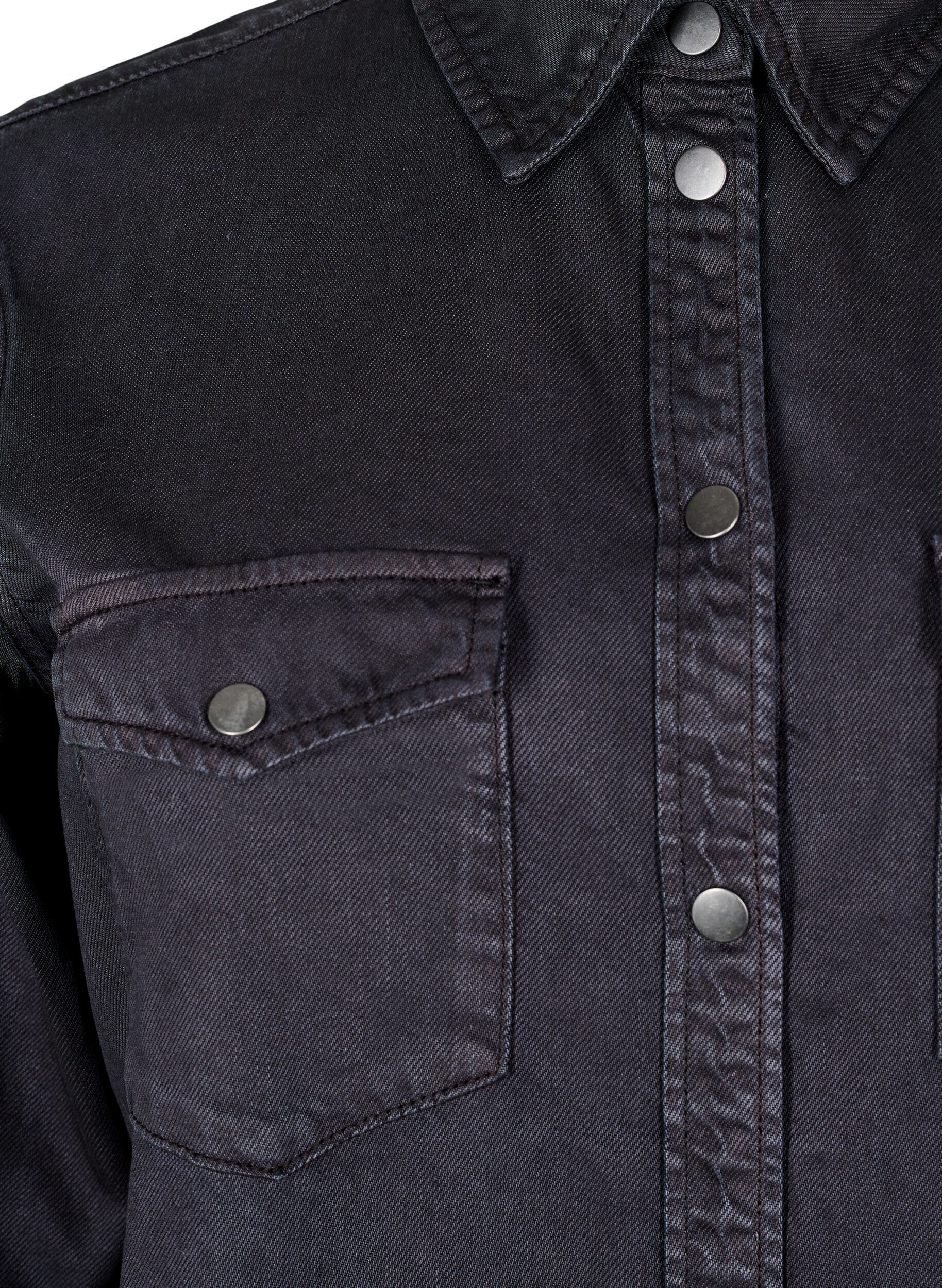 Zizzifashion Denim shirt with chest pockets, Black, Packshot image number 2