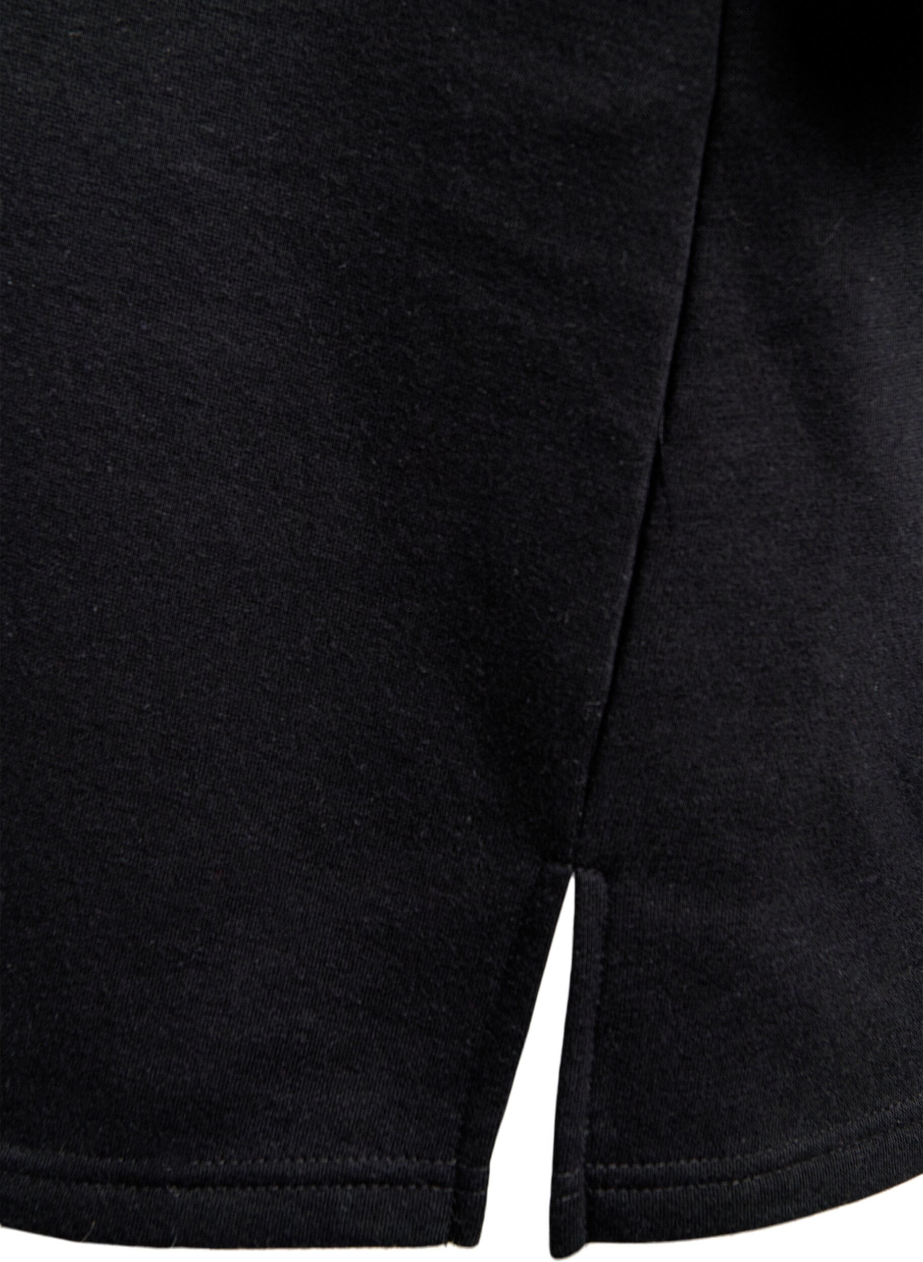 Zizzifashion Knee-length sweat dress with fringes, Black, Packshot image number 3