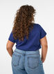 Cotton T-shirt with front print and V-neck, Blue, Model image number 2
