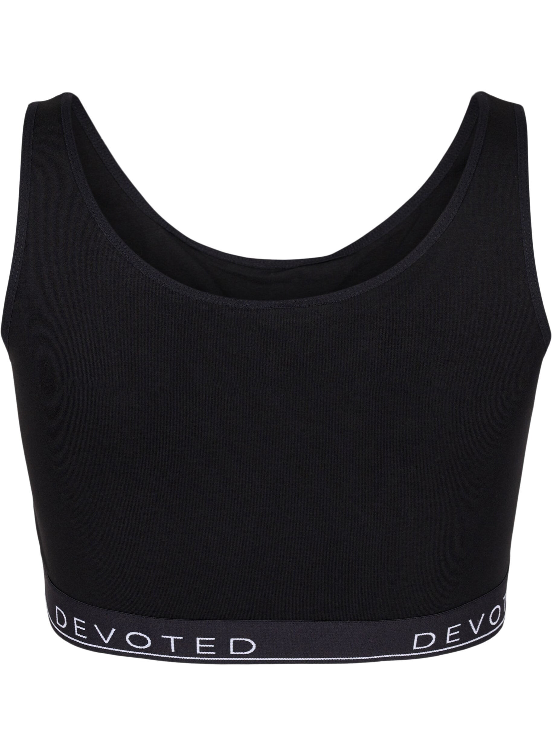 ZizzifashionCotton bra with v-neckline and text print, Black, Packshot image number 1