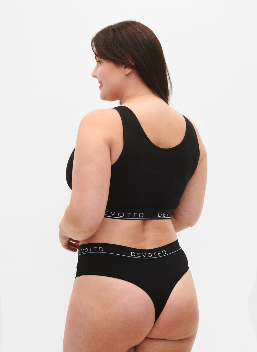 Cotton g-string with a regular waist, Black, Model image number 2