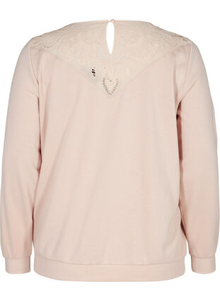 Sweatshirt with lace details, Rose Smoke , Packshot image number 1