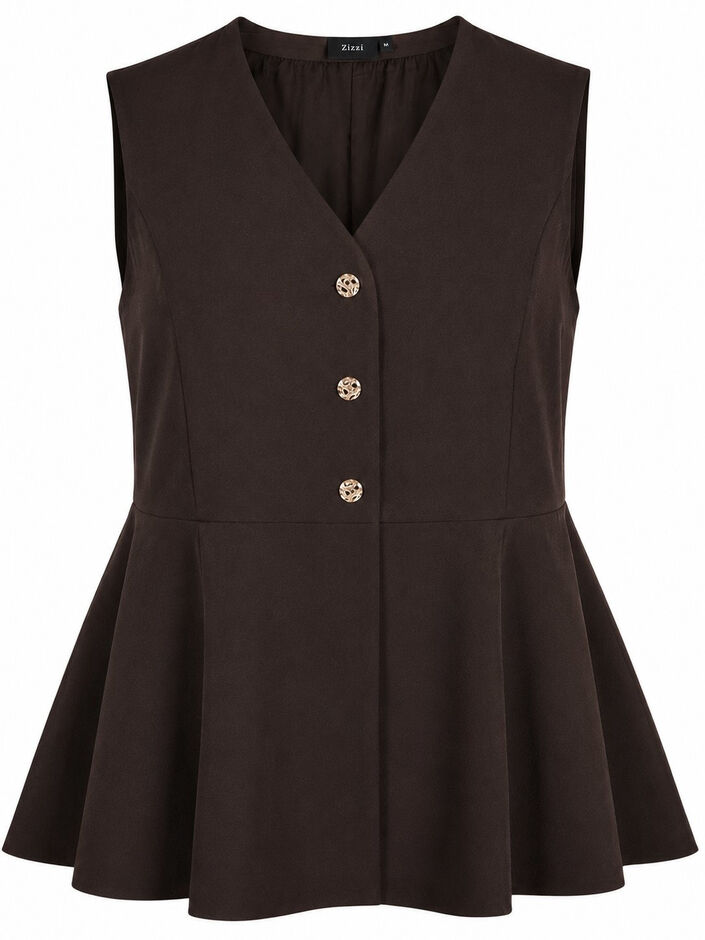 Pinstriped waistcoat with peplum, Brown, Packshot image number 0
