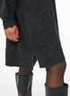 Short knitted dress with wavy hem and slits, Dark Grey, Model image number 3
