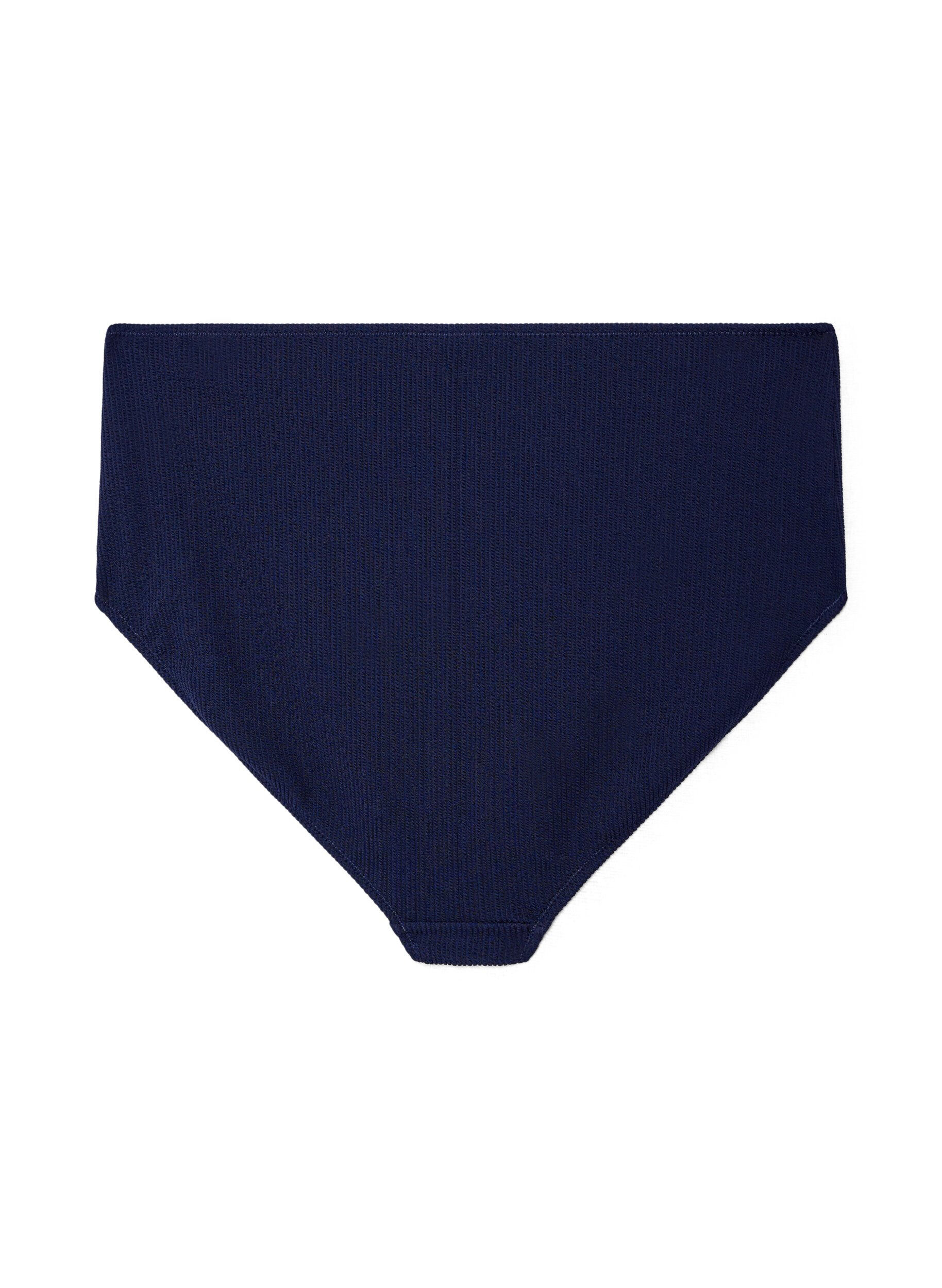 Zizzifashion High-waisted bikini bottoms with texture, Blue, Packshot image number 1