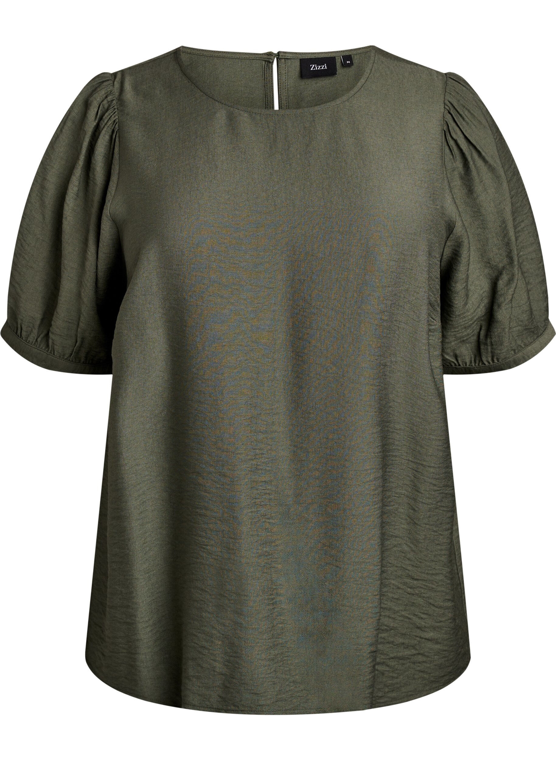 Zizzifashion Viscose blouse with 1/2 sleeves, Green, Packshot image number 0