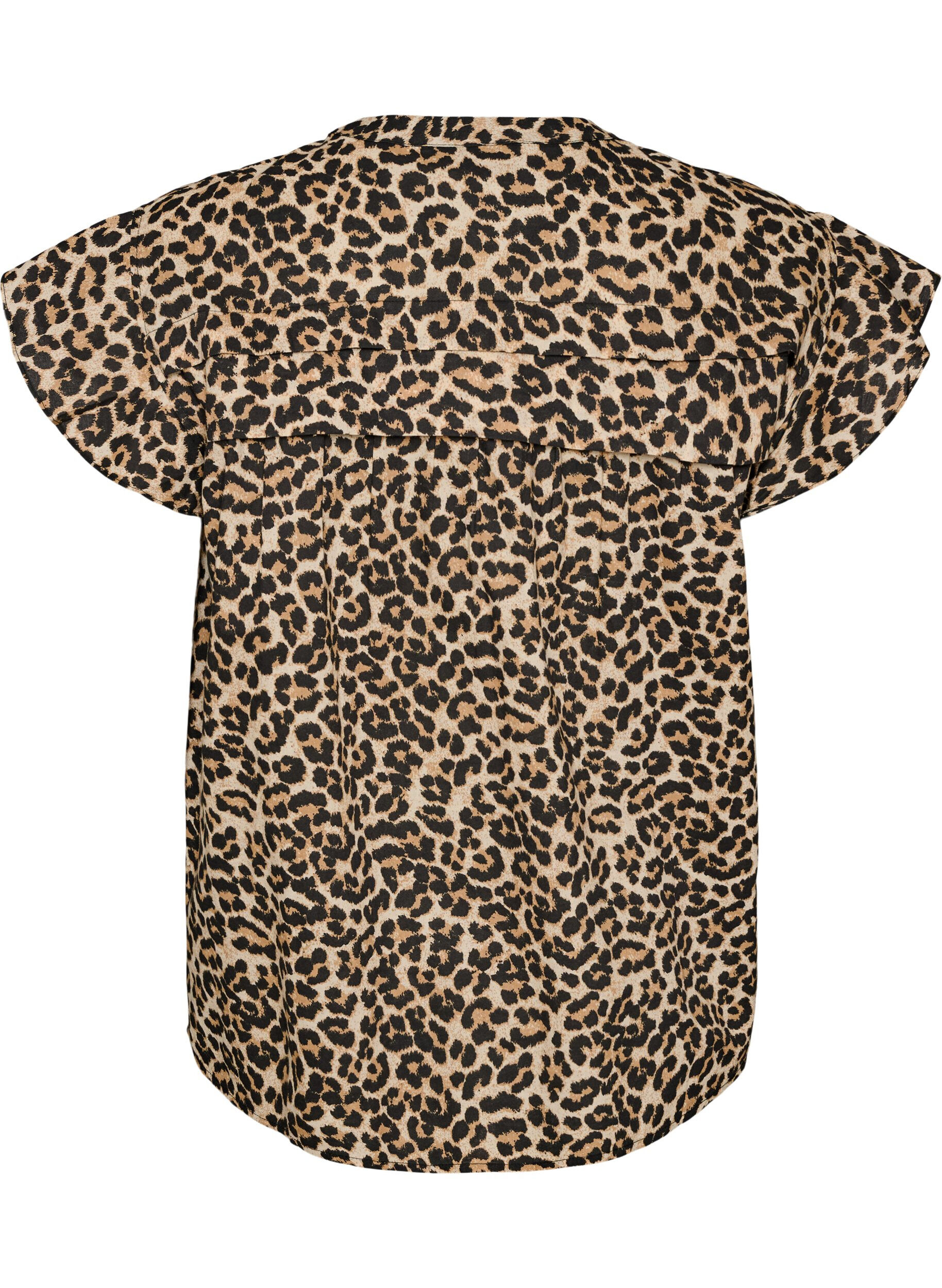 Zizzifashion Sleeveless A-line cotton shirt blouse, Brown, Packshot image number 1