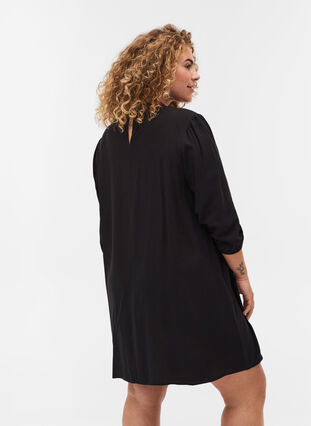 Viscose tunic with 3/4 sleeves, Black, Model image number 1