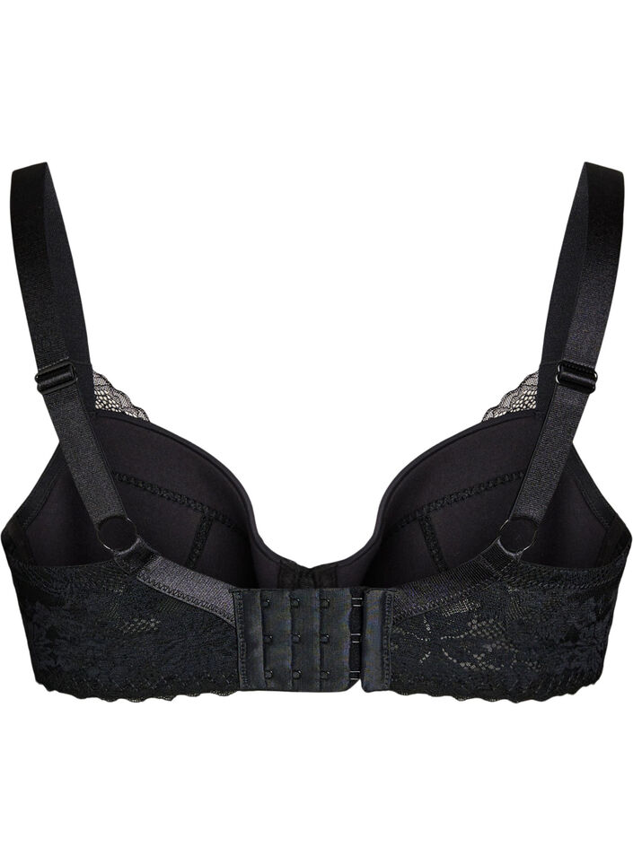 Padded bra with lace, Black, Packshot image number 1