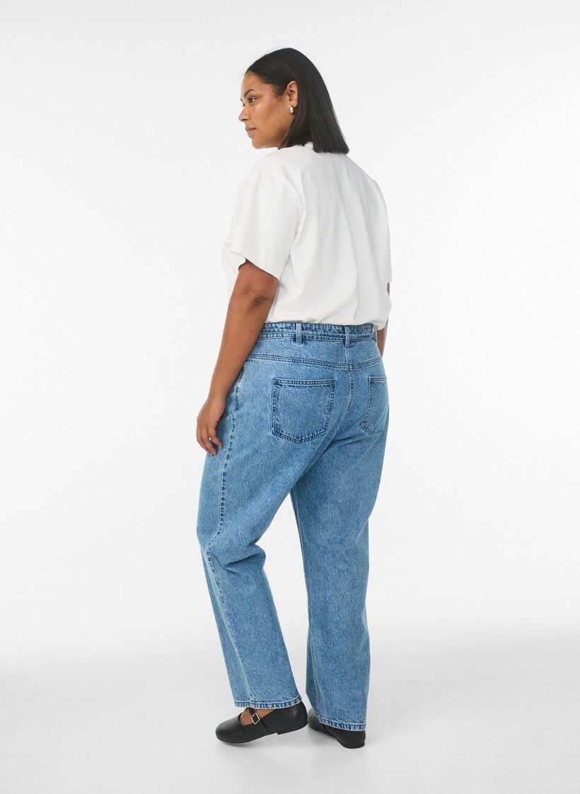 Straight fit jeans with a tie belt, Light Blue, Model image number 1