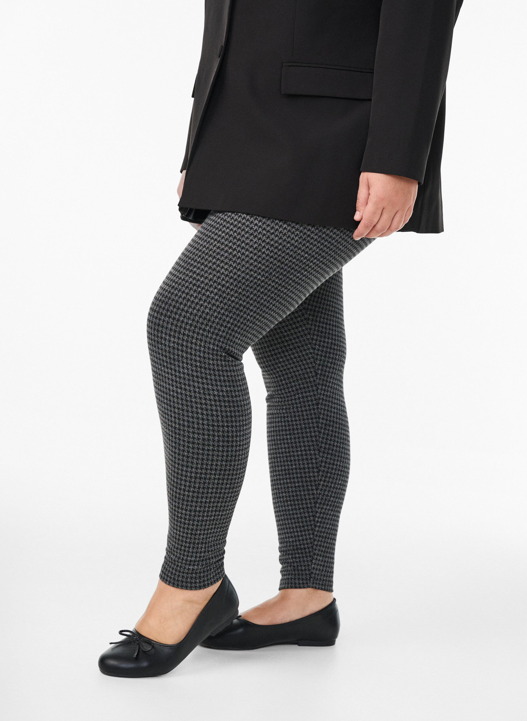 Patterned leggings with a regular waist, Dark Grey, Model