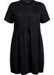 FLASH - Short T-shirt dress with tie belt, Black, Packshot image number 0