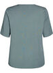 Short-sleeved woven blouse with round neck, Green, Packshot image number 1