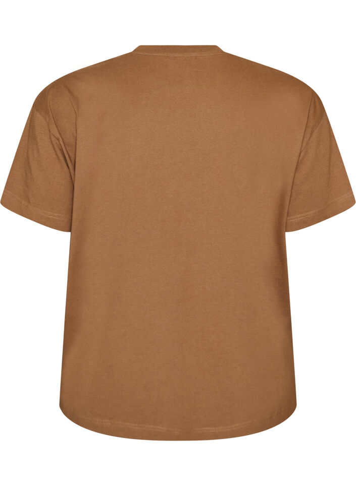 100% cotton T-shirt with short sleeves and print, Brown, Packshot image number 1