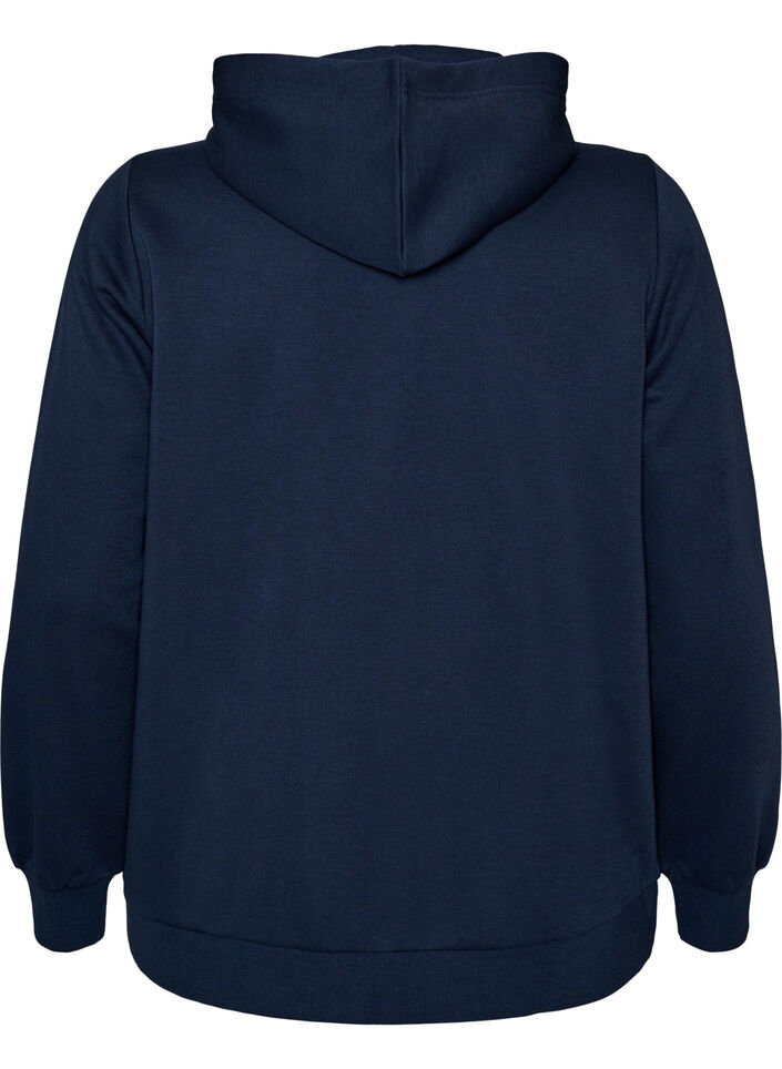 Hooded sweatshirt with a zip and pockets, Blue, Packshot image number 1