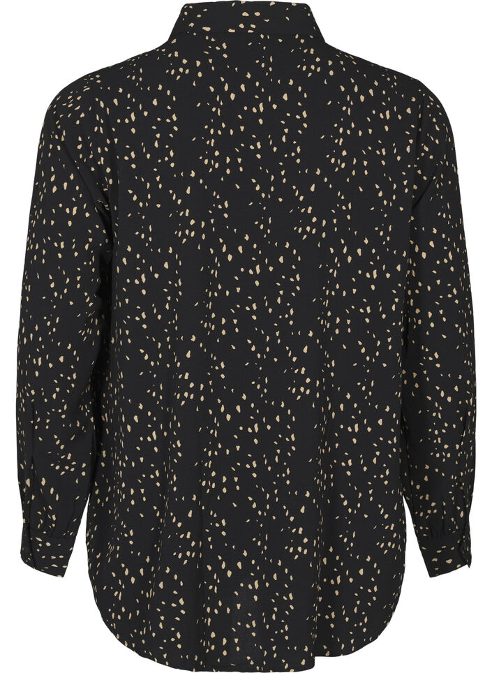 Dotted shirt with collar, Black w. Dot AOP, Packshot image number 1
