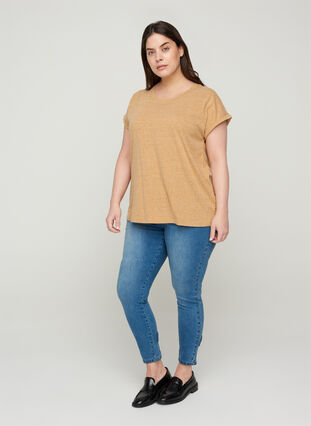Marled cotton t-shirt, BuckthornBrownMel. , Model image number 2