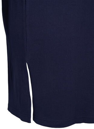 Short-sleeved cotton dress in rib knit, Navy Blazer, Packshot image number 3