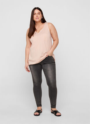 Plain-coloured top in cotton, Rose Smoke, Model image number 2