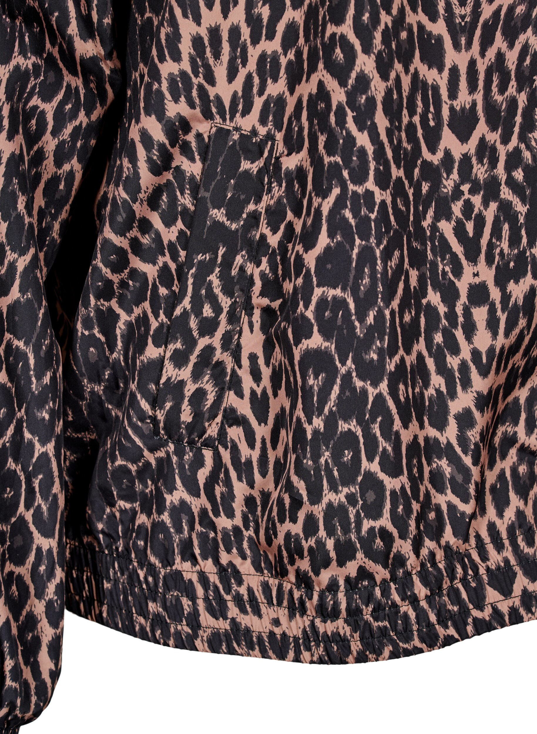 Zizzifashion Leopard print sports jacket with a hood, Brown, Packshot image number 3