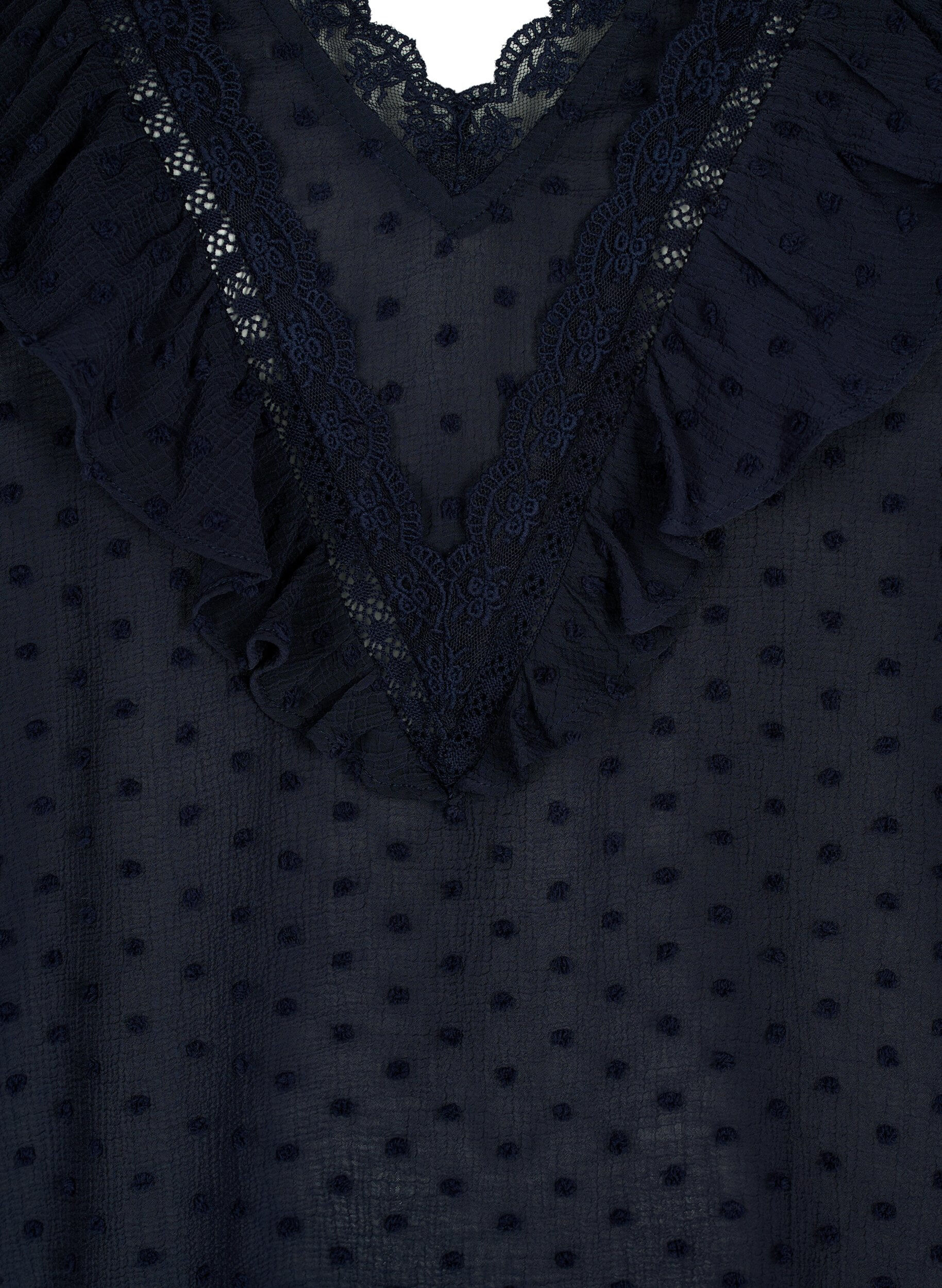 Zizzifashion Blouse with short sleeves and dotted structure, Night Sky, Packshot image number 2