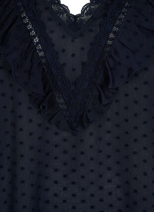 Blouse with short sleeves and dotted structure, Night Sky, Packshot image number 2