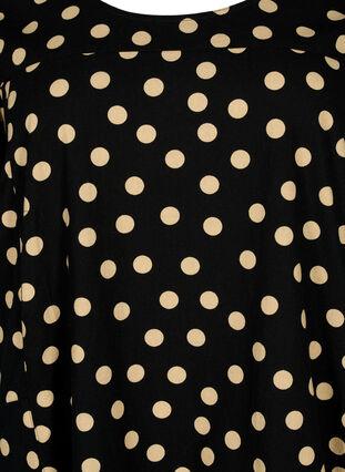 Short-sleeved cotton dress with floral print, Black W. dot, Packshot image number 2