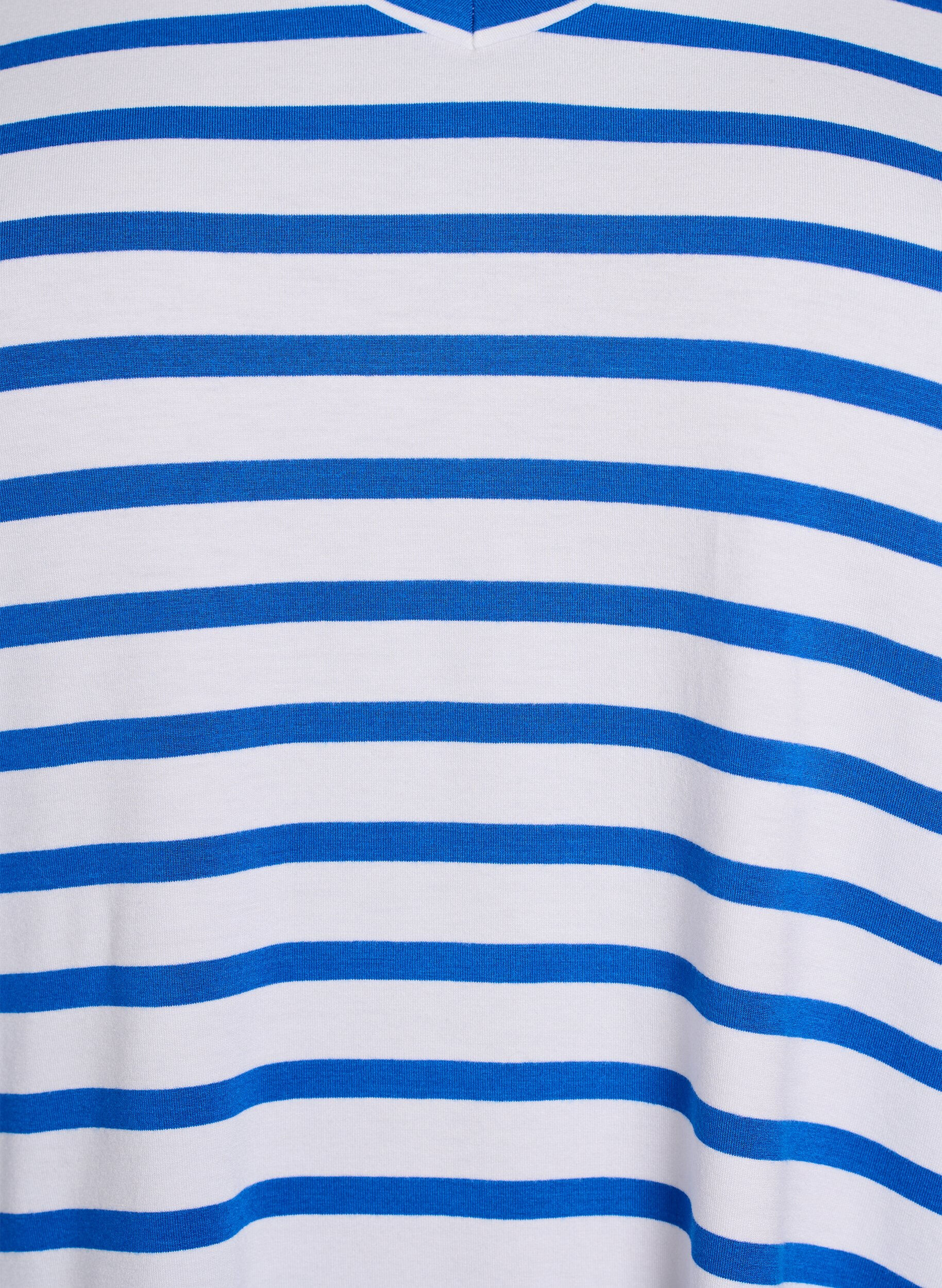 Zizzifashion Striped T-shirt with V-neck, Blue, Packshot image number 2