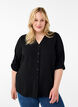 Viscose shirt blouse with 3/4 sleeves, Black, Model image number 0