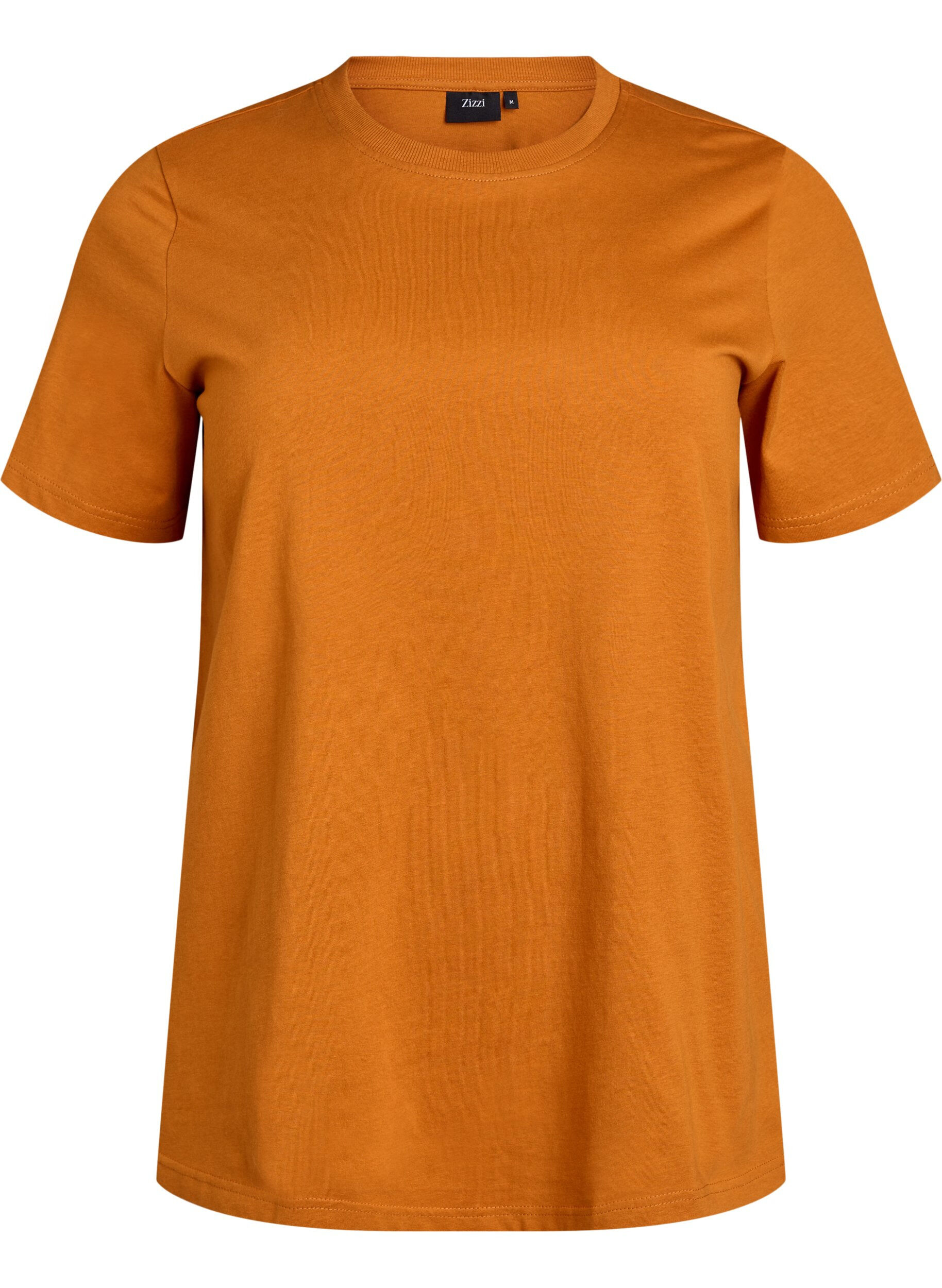 ZizzifashionBasic cotton T-shirt with round neck, Orange, Packshot image number 0