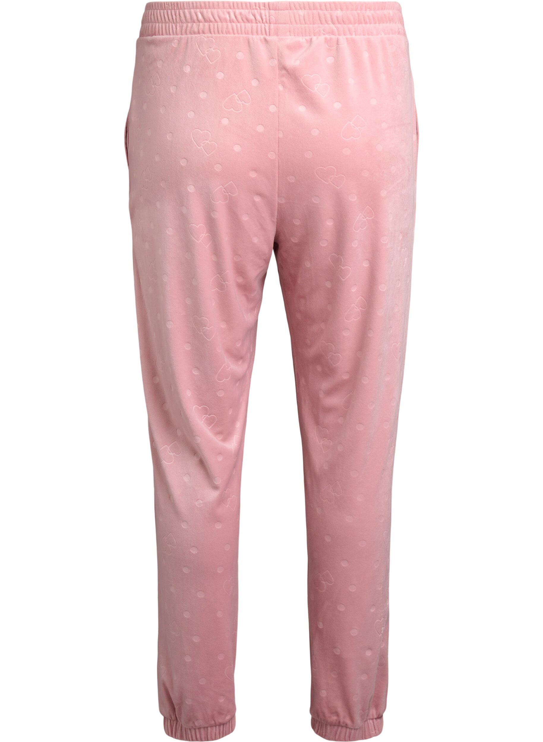 Zizzifashion Velour trousers with embossed pattern, Rose, Packshot image number 1