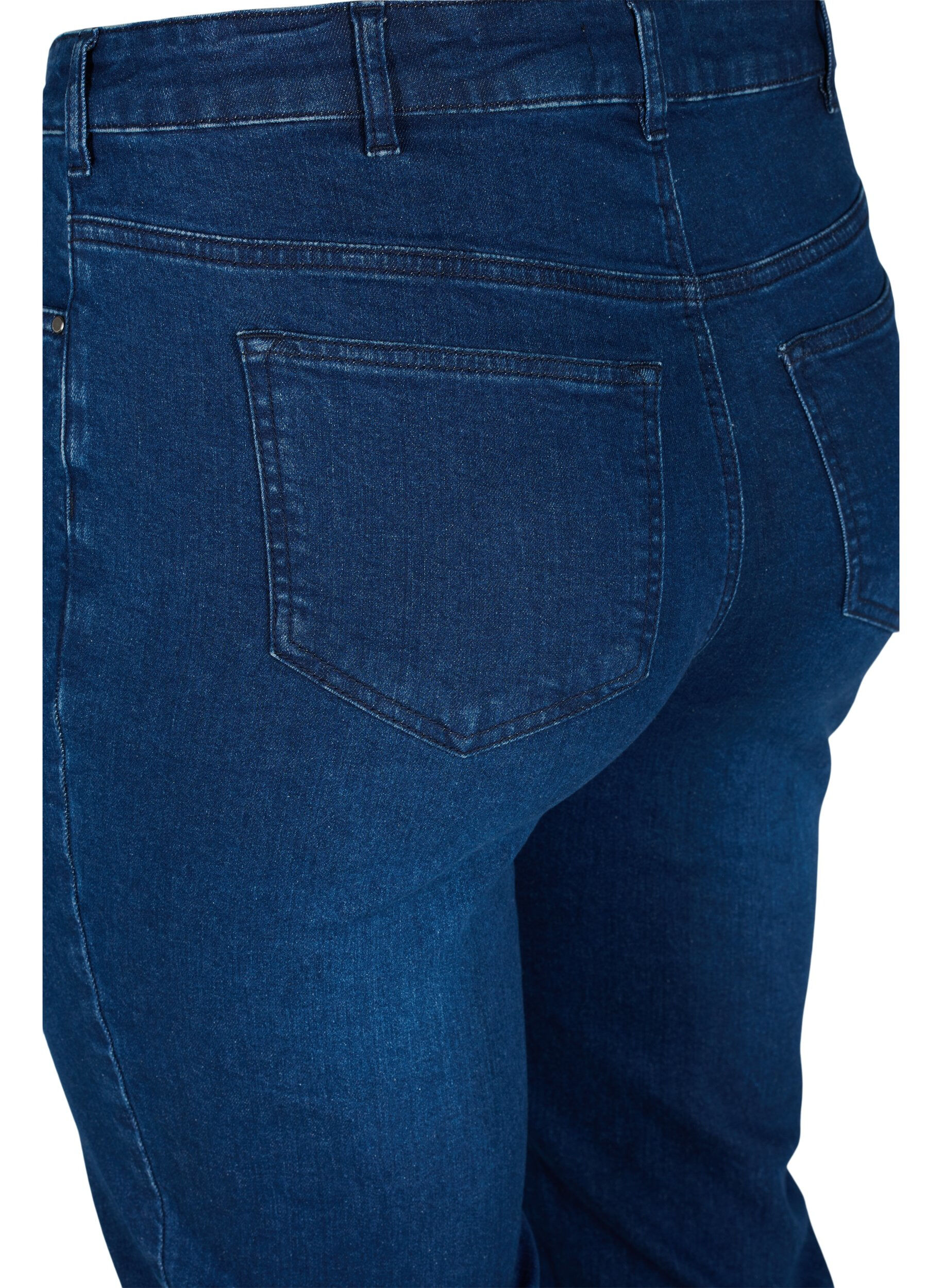 Zizzifashion Close-fitting denim capris in cotton, Dark blue denim, Packshot image number 3