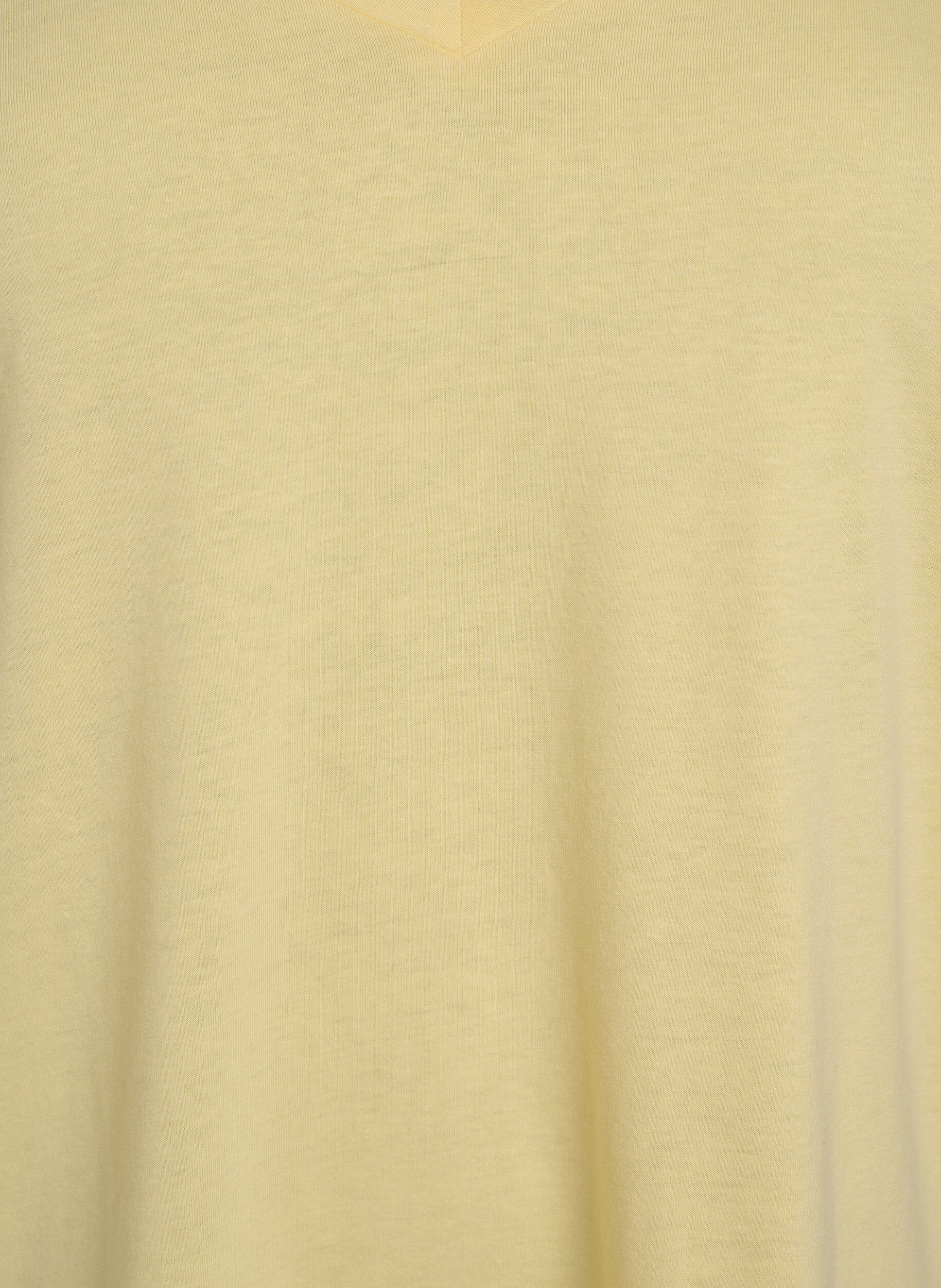 Zizzifashion Short sleeve t-shirt with v-neckline, Yellow, Packshot image number 2