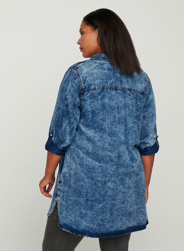 Long lyocell shirt, Denim blue stone wash, Model image number 1
