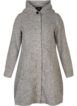 Long coat with wool, Light Grey Melange, Packshot image number 0