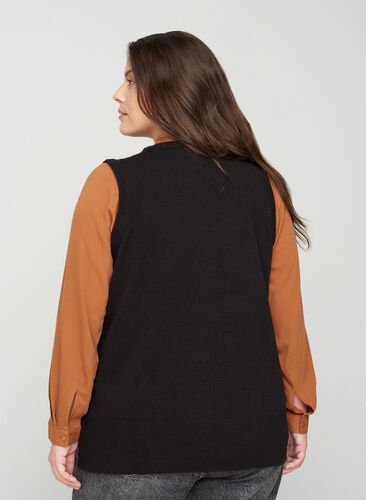 Knitted vest with slits, Black, Model image number 1