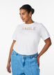 Cotton T-shirt with embroidered text, White, Model image number 0