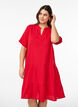 Short A-line dress in cotton muslin, Red, Model image number 0