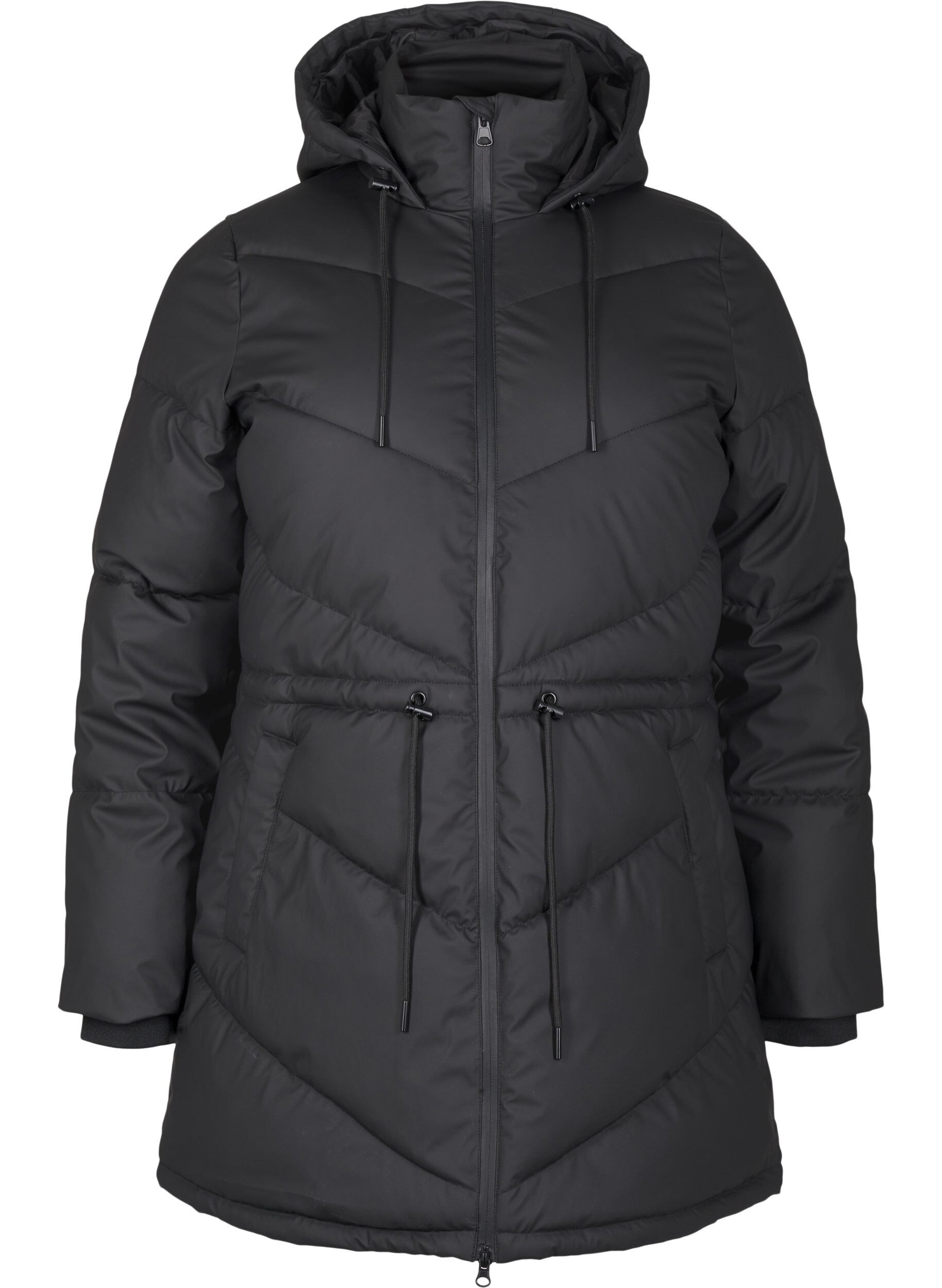 Zizzifashion Water-repellent puffer jacket with hood, Black, Packshot image number 0