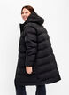 Puffer coat with hood and pockets, Black, Model image number 2