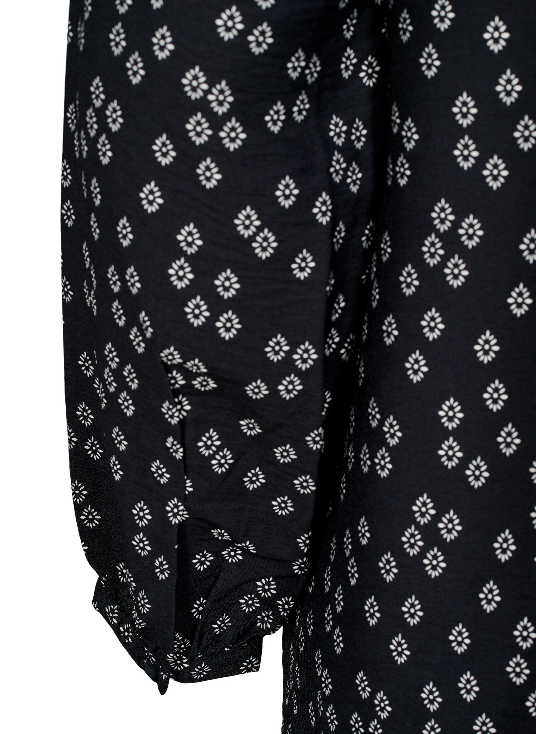 Zizzifashion Long-sleeved tunic with floral print, Black, Packshot image number 3